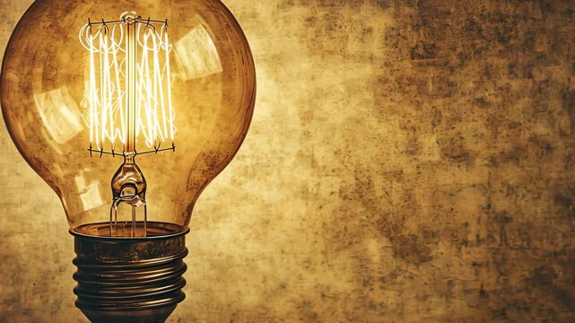 Vintage lightbulb getting closer on grunge background