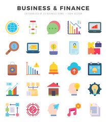 Set of Business & Finance icons. Vector Illustration.
