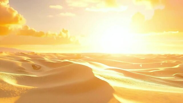 a desert  with  the sun  shining brightly in the background