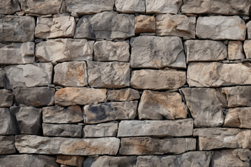 Fototapeta premium Processed collage of old medieval stone wall texture in daylight. Background for banner