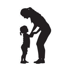Silhouette of a mother and child playing