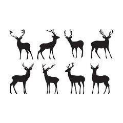 Vector set of deer silhouettes