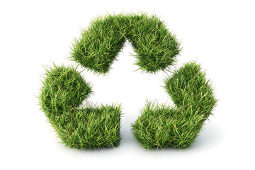 A green grass recycling icon, isolated on a white background, symbolizes sustainability, environmental care, and eco-friendly practices.