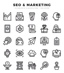 SEO & Marketing Icons bundle. Lineal style Icons. Vector illustration.