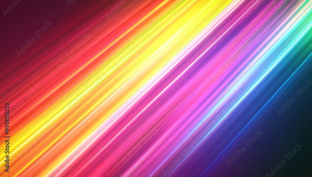 Poster colorful spectrum background with neon light stripes. abstract motion blurred rainbow color gradient