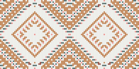 Scandinavian Abstract Seamless Geometric Patternfolk Embroidery, Aztec Geometric Ornament Print. Design for Carpet, Wallpaper, Clothing, Wrapping, Fabric