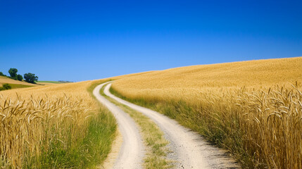 Fototapeta premium Winding Country Road Through Golden Fields