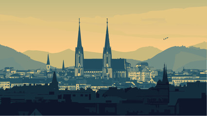 Sunset Over Vienna A Stunning Vector Skyline