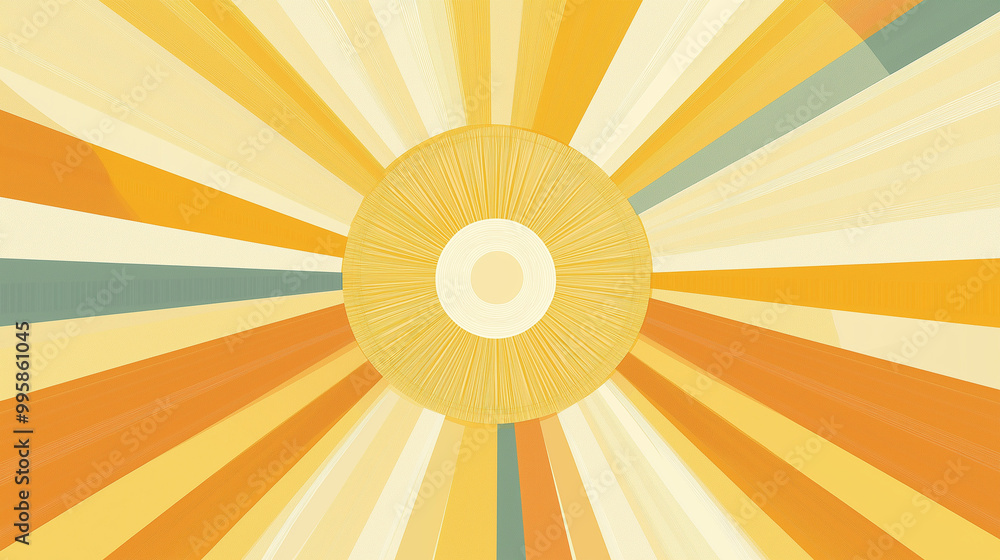 Poster a vibrant and colorful abstract design. it features a central circle, which is a bright shade of yel