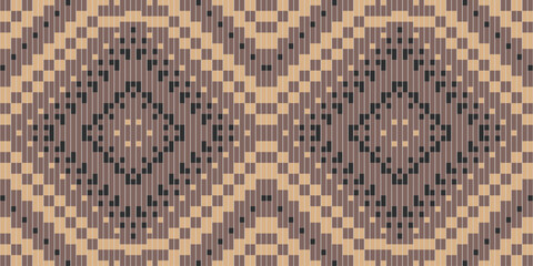 Pixel Art Abstract Islamic Geometric Pattern Wallpaperfolk Embroidery, Aztec Geometric Ornament Print. Design for Carpet, Wallpaper, Clothing, Wrapping, Fabric