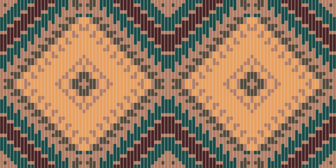 Pixel Arabic Geometrical Pattern and Designfolk Embroidery, Aztec Geometric Ornament Print. Design for Carpet, Wallpaper, Clothing, Wrapping, Fabric