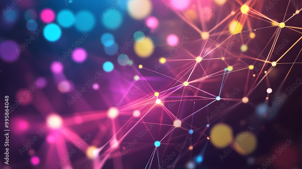 Aufkleber template for science and technology presentation. plexus style background.