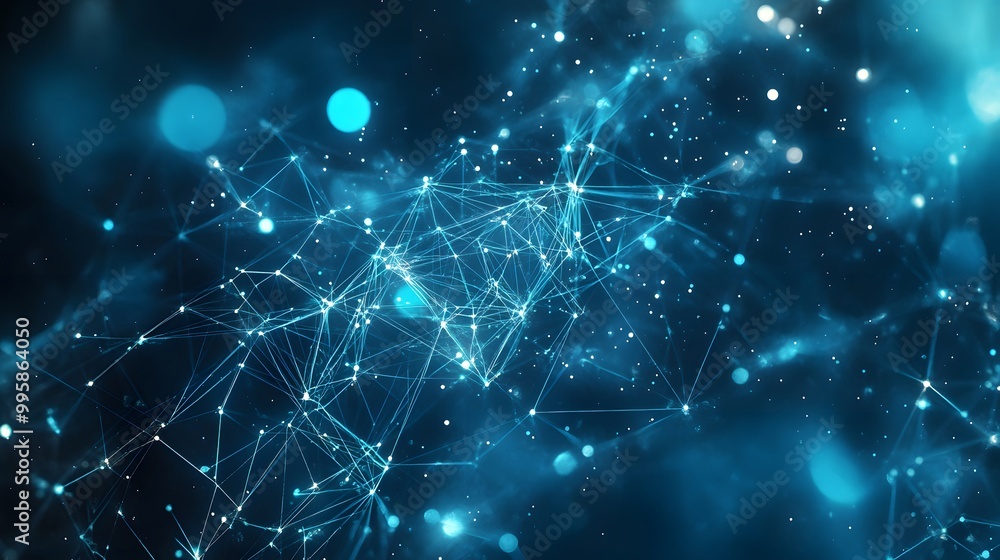 Aufkleber template for science and technology presentation. plexus style background.