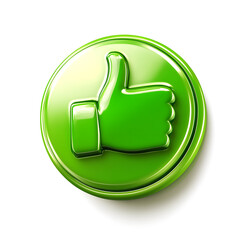 A green "like" icon, symbolizing approval, positivity, and environmental friendliness, typically used in eco-conscious designs.