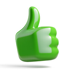 A green "like" icon, symbolizing approval, positivity, and environmental friendliness, typically used in eco-conscious designs.