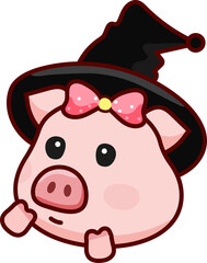 Cartoon Halloween Pig Doodle