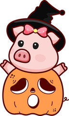 Cartoon Halloween Pig Doodle