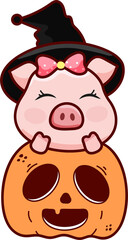 Cartoon Halloween Pig Doodle