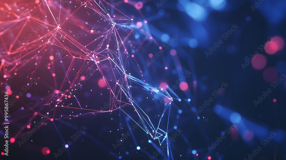 Aufkleber template for science and technology presentation. plexus style background.