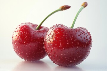 bright and playful 3d cherry fruit icon against a crisp white background bringing a fresh and vibrant feel to any design concept