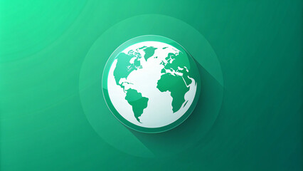 3D blue green globe with green screen for global business concept