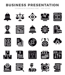 Business Presentation Icon Pack 25 Vector Symbols for Web Design.