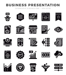 Set of Glyph Business Presentation Icons. Glyph art icon. Vector illustration