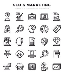 SEO & Marketing web icons in Lineal style.