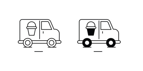 ice cream truck set icon with white background vector stock illustration