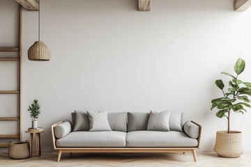 Simple interior design, Scandinavian living room wall, copy space