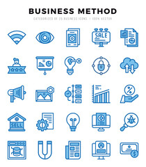Vector icons set of Business Method. Two Color style Icons.