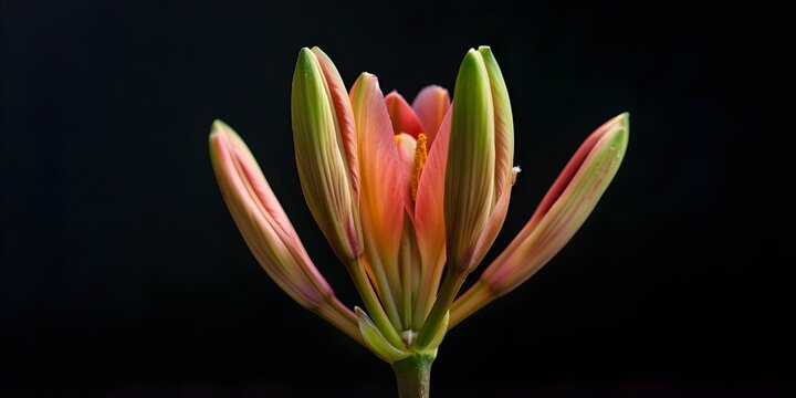 Red spider lily flower's buds. Lycoris radiata, hell flower,red magic lily, or equinox flower is a plant on the amaryllis family monsoon season August.

