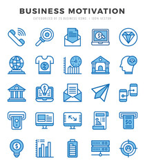 Business Motivation Icons Pack Two Color Style. Vector illustration.