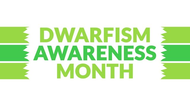 Dwarfism Awareness Month In and Out text from split line animation on a White background. Which is observed every year in October to celebrate and wish Dwarfism Awareness Month.