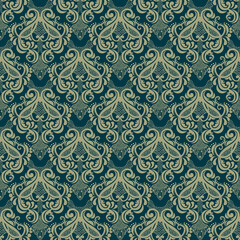 Seamless damask pattern with flowers and vintage tapestry motifs, perfect for fabrics and decoration. seamless paisley motif floral textile pattern.