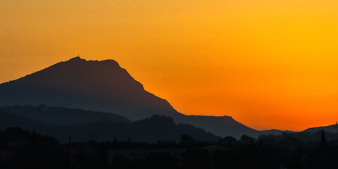 Sainte Victoire mountain in the light of an autumn morning