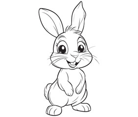 Easter bunny rabbit, Sitting rabbit vector, Rabbit outline character
