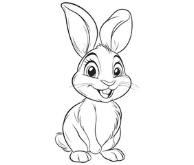 Easter bunny rabbit, Sitting rabbit vector, Rabbit outline character
