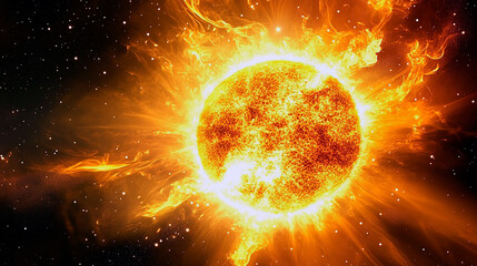 Obraz premium Sun Emitting Massive Solar Flares into the Cosmos During a Magnetic Storm