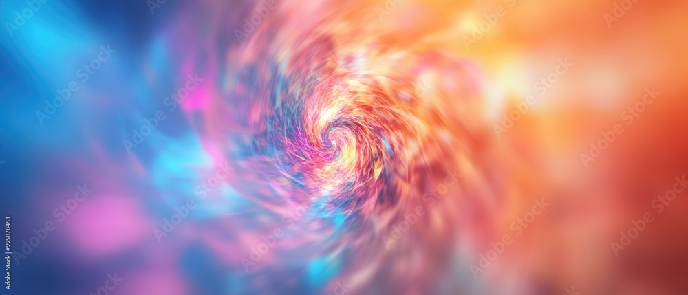 Poster abstract blurred background featuring a multicolored geometric texture with a spiral illustration su
