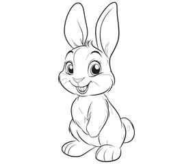 Easter bunny rabbit, Sitting rabbit vector, Rabbit outline character