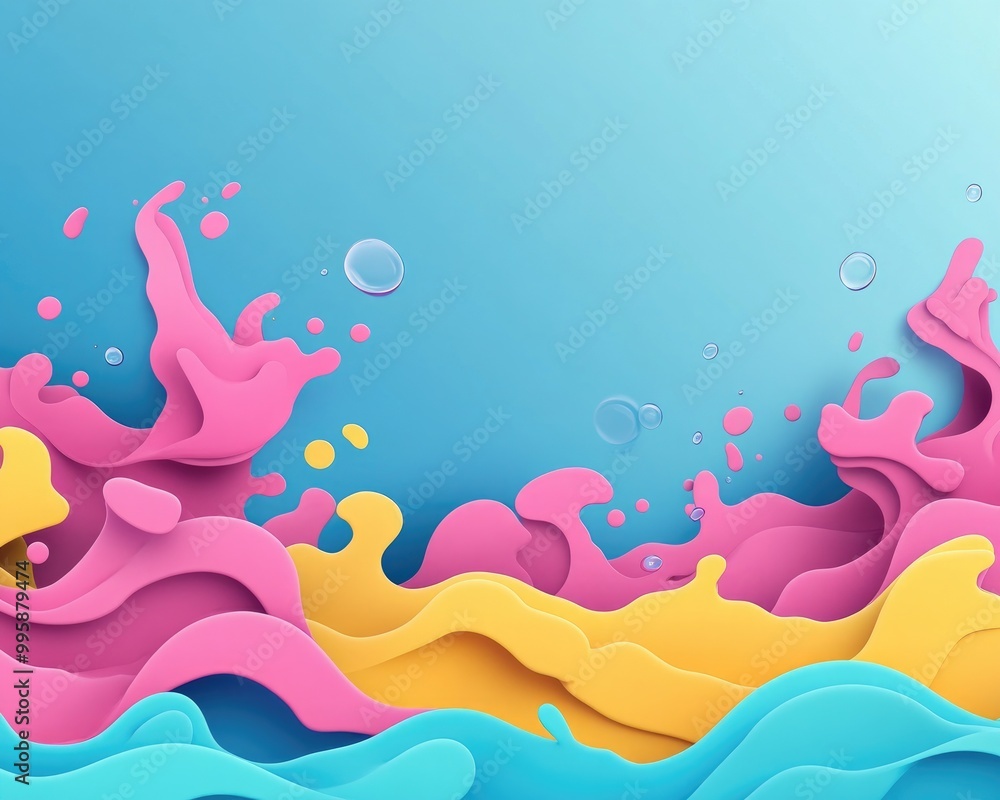 Poster vibrant and stylish wave design featuring a creative 2d cartoon template ideal for workflows diagram