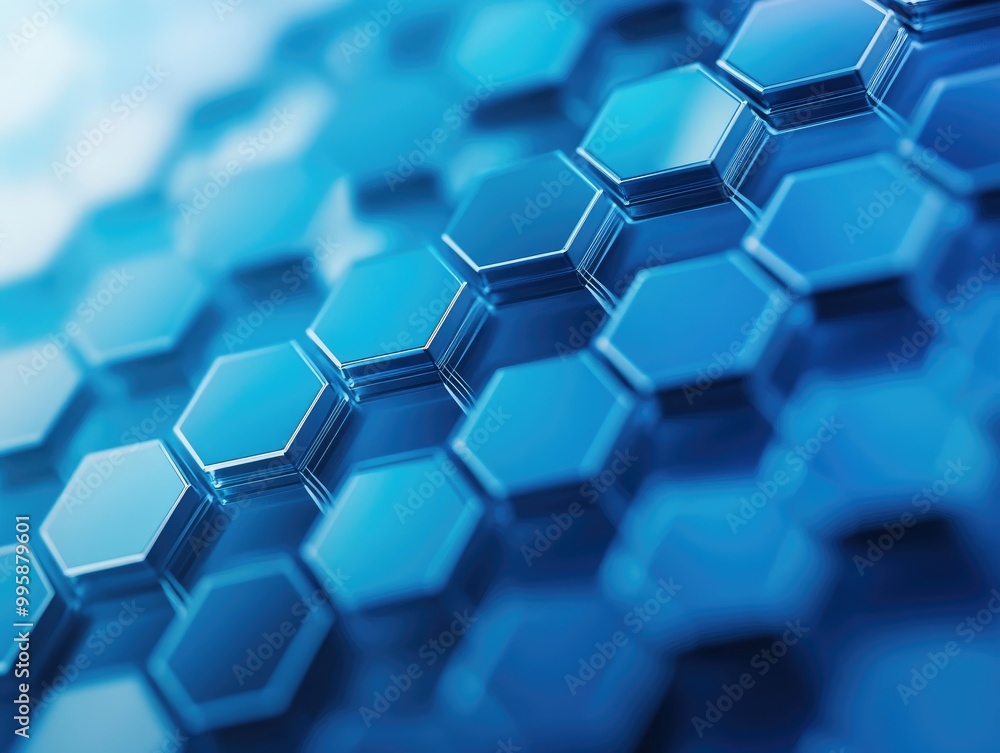 Poster abstract hexagonal shapes against a blue background raster image 3d effect suitable for business con