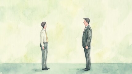 Fototapeta premium Watercolor Depiction of Manager and Employee Interaction