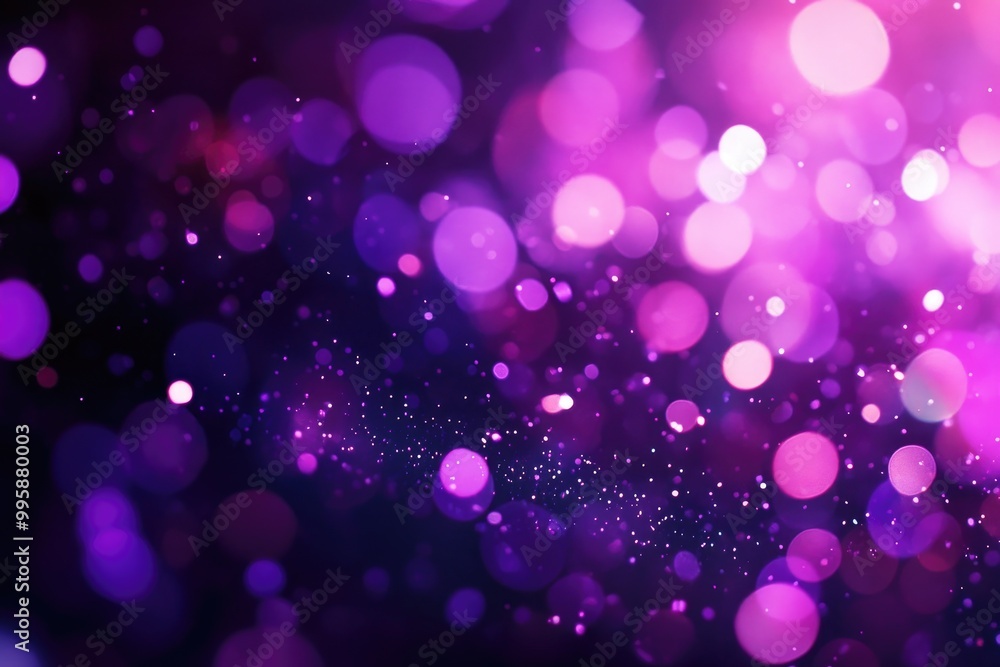 Poster bright violet bokeh lights create an abstract background with flying purple particles vivid illumina