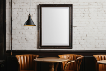 PNG vintage restaurant photo frame mockup, transparent design