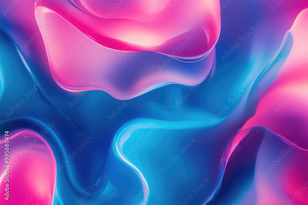 Poster vibrant abstract background featuring fluid shapes in blue pink and violet creating a lively and pla