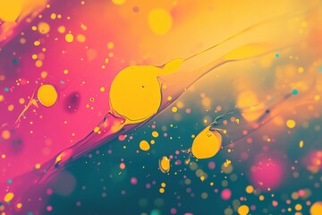 Vibrant blurred graphics featuring diverse color combinations and shades An attractive splash effect with yellow spots creating a lively 2D cartoon style illustration