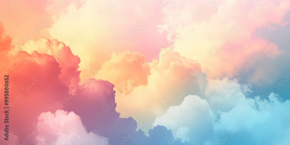 Aufkleber abstract soft clouds on a pastel gradient background with gentle hues