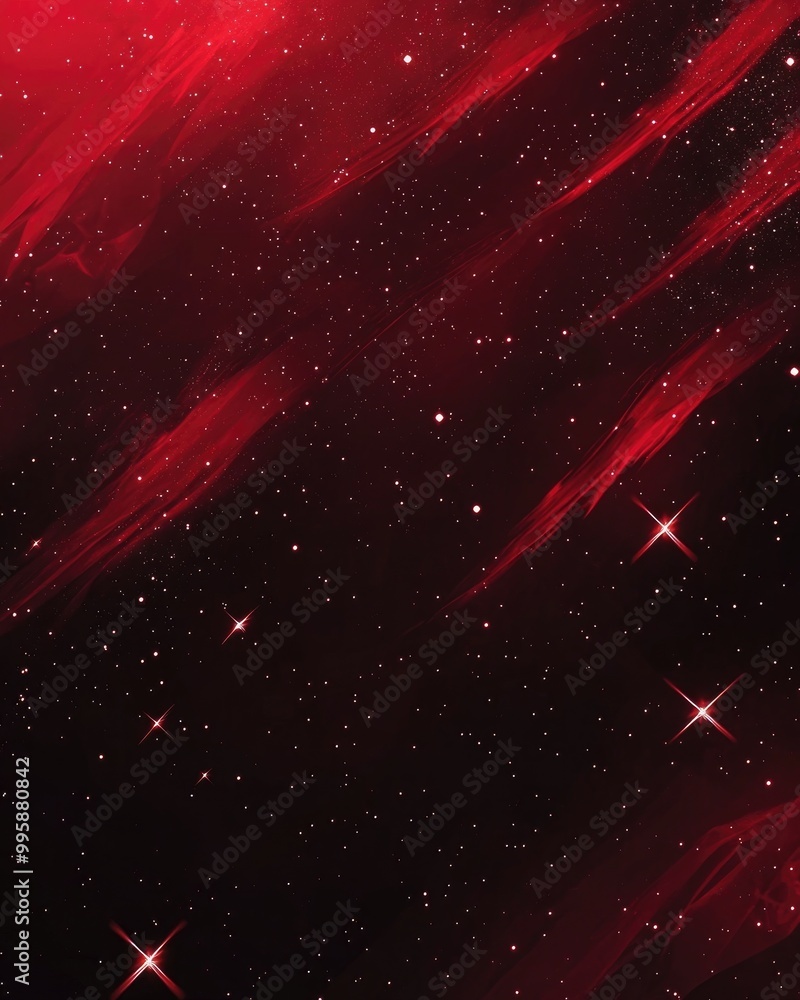 Poster dark red 2d cartoon template featuring shining stars in a space theme abstract design suitable for f